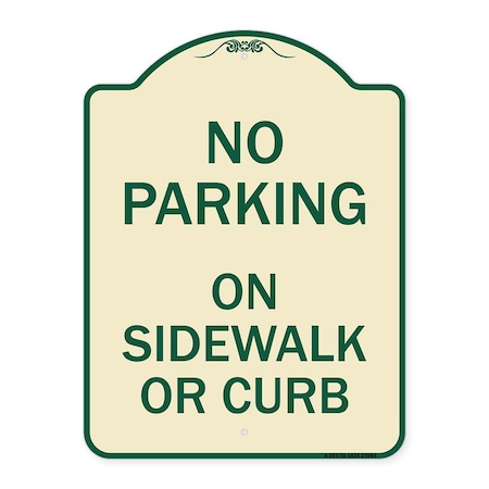 Signmission No Parking on Sidewalk or Curb Heavy-Gauge Aluminum Architectural Sign, 24" x 18", TG-1824-23694 A-DES-TG-1824-23694